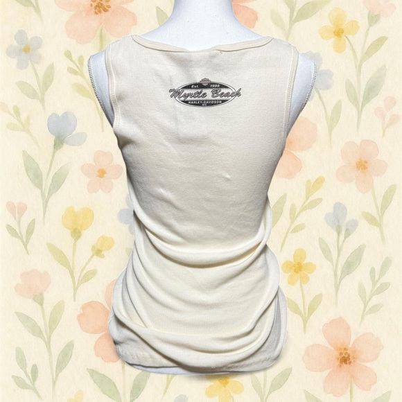 Harley Davidson White Ribbed Tank Top Studded Myrtle Beach NWT Women M 2010 Y2K - Picture 5 of 7